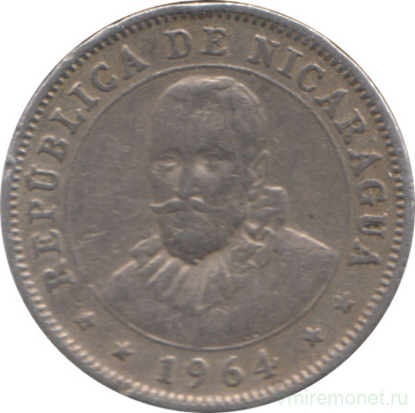 Монета. Никарагуа. 10 сентаво 1964 год.