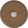 Монета. Дания. 5 эре 1939 год.