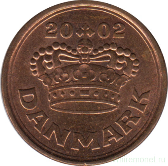 Монета. Дания. 25 эре 2002 год.