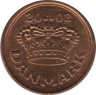  Монета. Дания. 25 эре 2002 год. ав.
