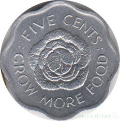 Монета. Сейшельские острова. 5 центов 1975 год. ФАО.