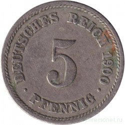 Монета. Германская империя. 5 пфеннигов 1900 год. (F).