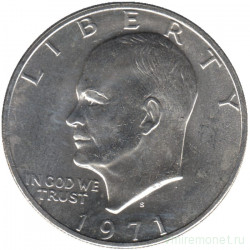 Монета. США. 1 доллар 1971 год. Монетный двор S. Серебро.
