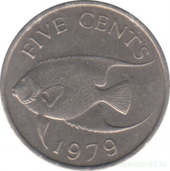 Монета. Бермудские острова. 5 центов 1979 год.