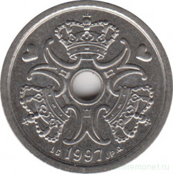 Монета. Дания. 1 крона 1997 год.