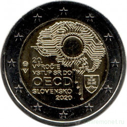 Монета. Словакия. 2 евро 2020 год. 20 лет вступлению Словакии в ОЭСР.