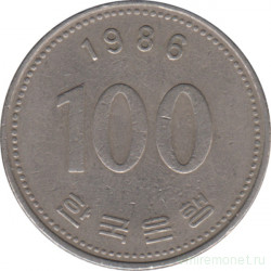 Монета. Южная Корея. 100 вон 1986 год.