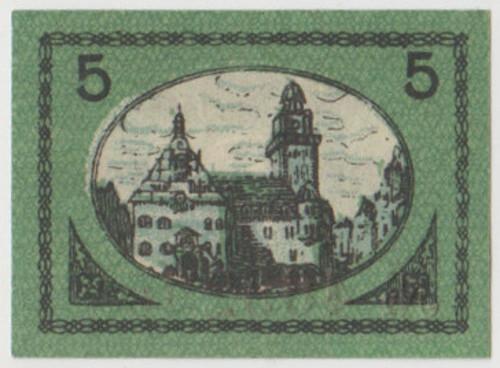Бона. Нотгельд. Германия. Город Плауэн. 5 пфеннигов 1919 год.