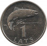 Аверс. Монета. Латвия. 1 лат 2007 год. Рыба.