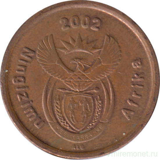 Монета. Южно-Африканская республика (ЮАР). 5 центов 2002 год.