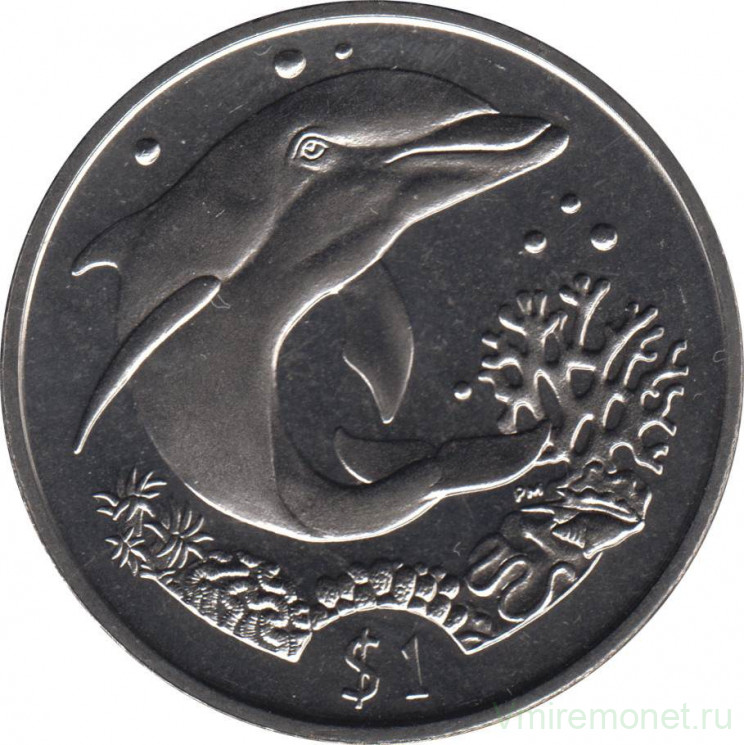 Монета. Великобритания. Британские Виргинские острова. 1 доллар 2004 год. Дельфин.