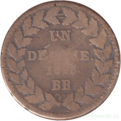 Монета. Франция. 1 десим 1815 год. Монограмма "L". BB.