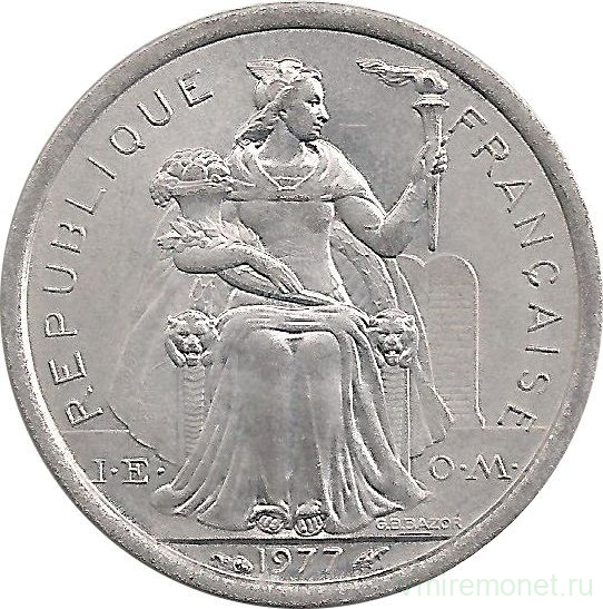 Монета. Новая Каледония. 1 франк 1977 год.