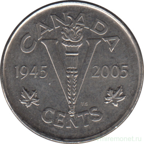 Монета. Канада. 5 центов 2005 год (P). 60 лет победе во Второй Мировой войне.