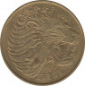 Монета. Эфиопия. 10 сантимов 1977 год. Латунь. ав.