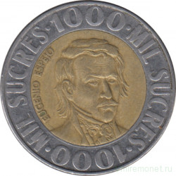 Монета. Эквадор. 1000 сукре 1996 год.