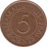 Монета. Маврикий. 5 центов 1994 год. ав.