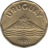 Монета. Уругвай. 20 сентесимо 1981 год. ав.