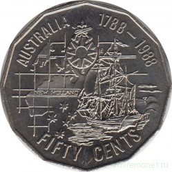 Монета. Австралия. 50 центов 1988 год. 200 лет Австралии.