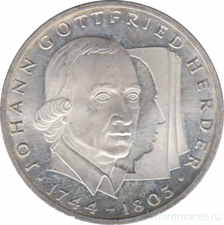 Монета. ФРГ. 10 марок 1994 год. 250 лет со дня рождения Иоганна Готфрида Гердера.