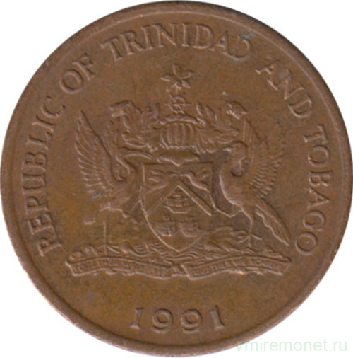 Монета. Тринидад и Тобаго. 1 цент 1991 год.