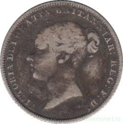 Монета. Великобритания. 6 пенсов 1853 год.