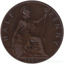 Монета. Великобритания. 1/2 пенни 1904 год.