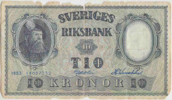 Банкнота. Швеция. 10 крон 1953 год. Тип 43a(4).