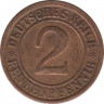 Монета. Германия. Веймарская республика. 2 рентенпфеннига 1924 год. Монетный двор - Карлсруэ (G). рев.