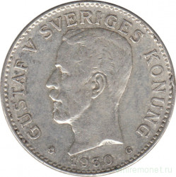 Монета. Швеция. 2 кроны 1930 год.
