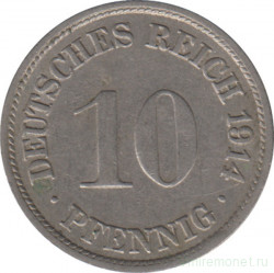 Монета. Германия (Германская империя 1871-1922). 10 пфеннигов 1914 год. (F).