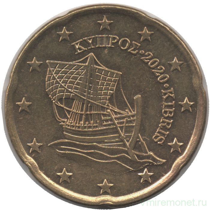 Монета. Кипр. 20 центов 2020 год.
