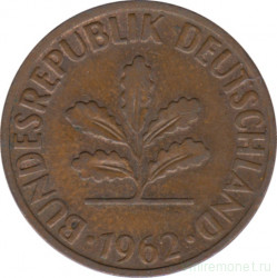 Монета. ФРГ. 2 пфеннига 1962 год. Монетный двор - Карлсруэ (G).