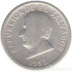 Монета. Сальвадор. 25 сентаво 1953 год.