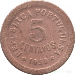 Монета. Кабо-Верде. 5 сентаво 1930 год.