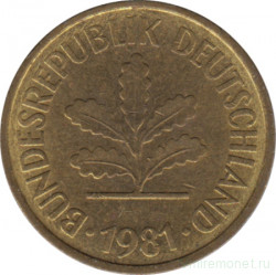 Монета. ФРГ. 5 пфеннигов 1981 год. Монетный двор - Мюнхен (D).