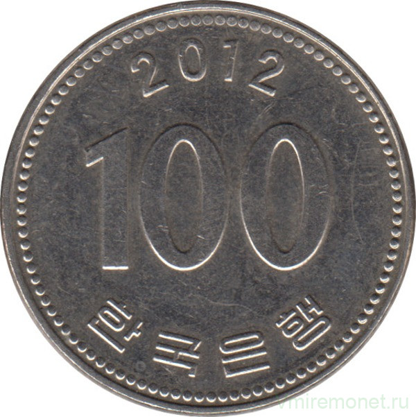 Монета. Южная Корея. 100 вон 2012 год.