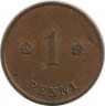 Монета. Финляндия. 1 пенни 1919 год. рев