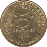 Монета. Франция. 5 сантимов 1998 год. ав.