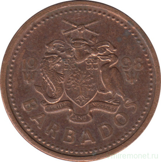Монета. Барбадос. 1 цент 1998 год.