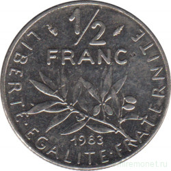 Монета. Франция. 1/2 франка 1983 год.