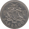 Монета. Барбадос. 25 центов 1987 год. ав.