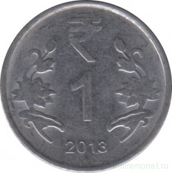 Монета. Индия. 1 рупия 2013 год. "♦" - Мумбаи.