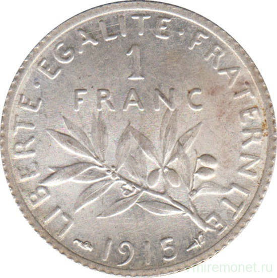 Монета. Франция. 1 франк 1915 год.