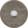Монета. Франция. 25 сантимов 1925 год. ав.