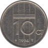 Монета. Нидерланды. 10 центов 1994 год. ав.