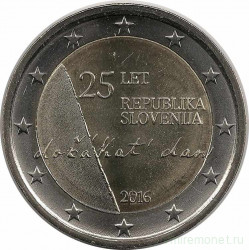 Монета. Словения. 2 евро 2016 год. 25 лет Республики Словения.