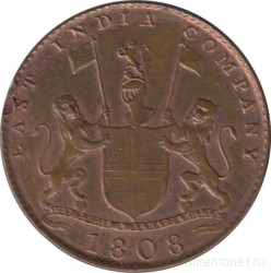 Монета. Британская Индия. Мадрас. 10 кэш 1808 год.