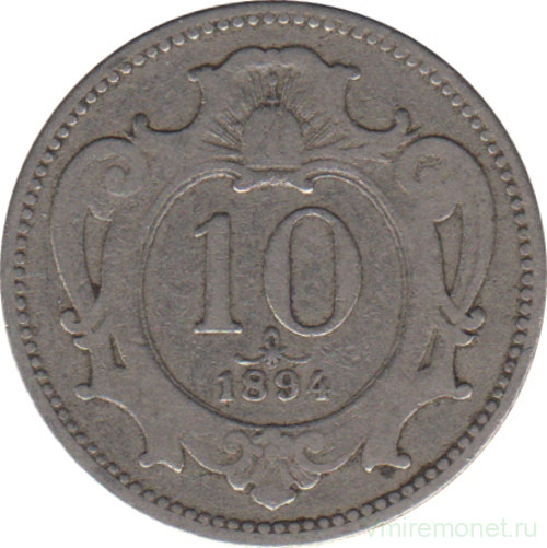 Монета. Австро-Венгерская империя. 10 геллеров 1894 год.