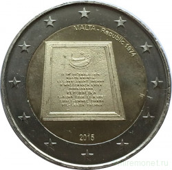 Монета. Мальта. 2 евро 2015 год. Провозглашение республики.
